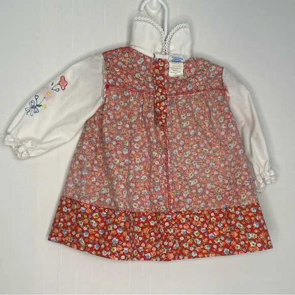 Vintage Baby Girl Prairie Cottage Core Dress Floral Lace 70s-80s ✔️Size - Picture 10 of 15
